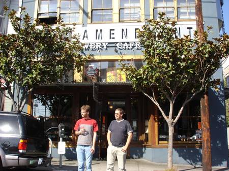 Nathan & Andy looking vacant outside 21st Amendment